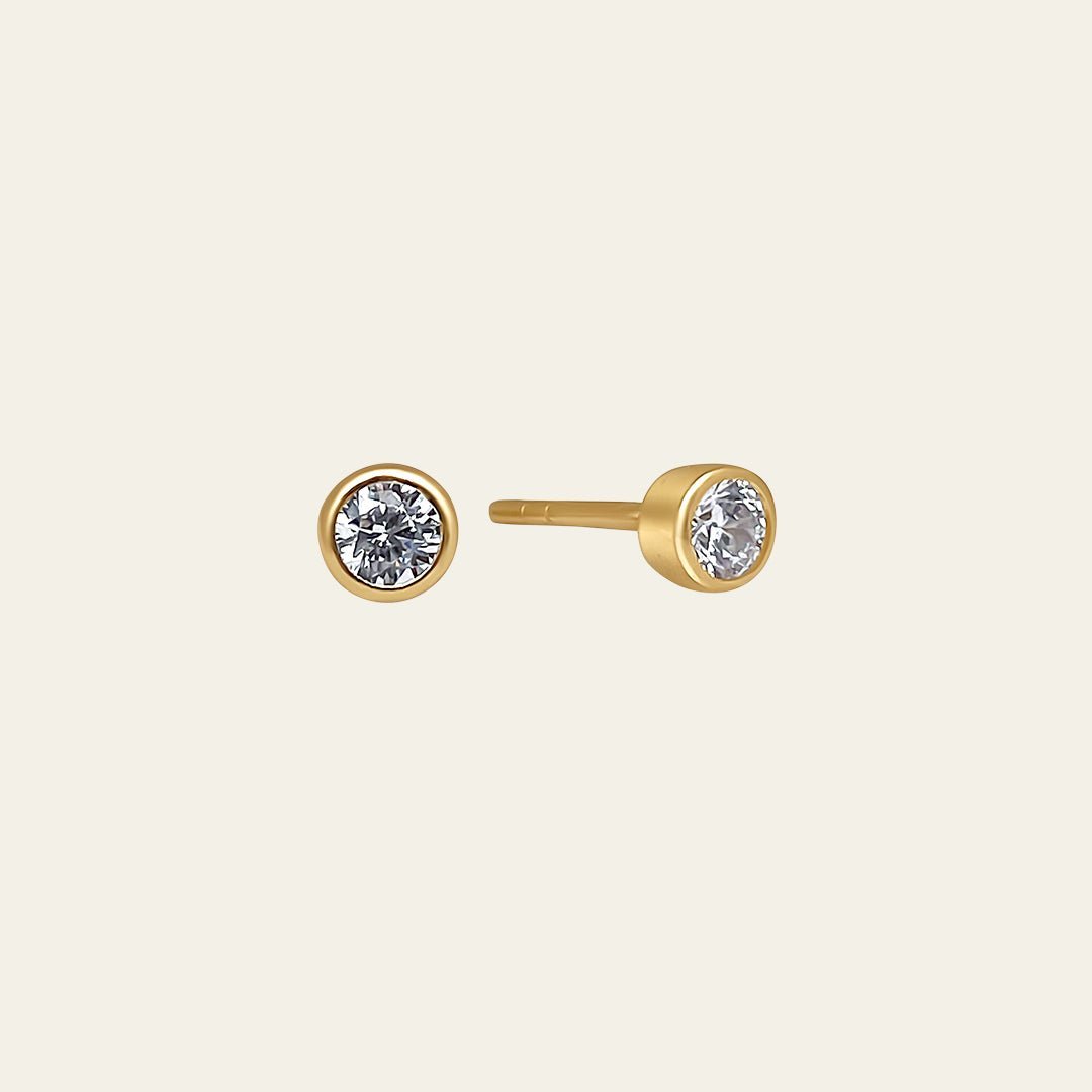 Ohrstecker mit Zirconia Stein aus 14 Karat Gelbgold
