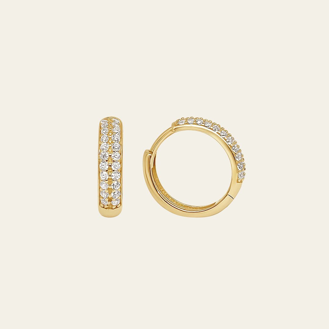 Creolen mit Zirkonia Steinen aus 14 Karat Gelbgold