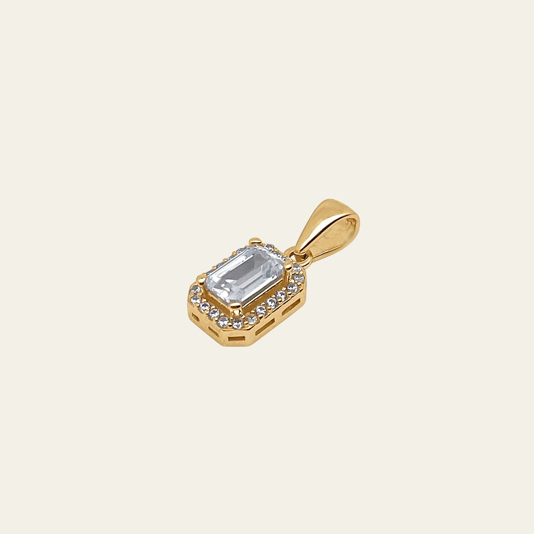 Baguette Zirkonia Stein Anhänger aus 14 Karat Gelbgold