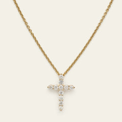 Diamant Kreuzkette aus 14 Karat Gelbgold mit 0.2 carat echten Diamanten