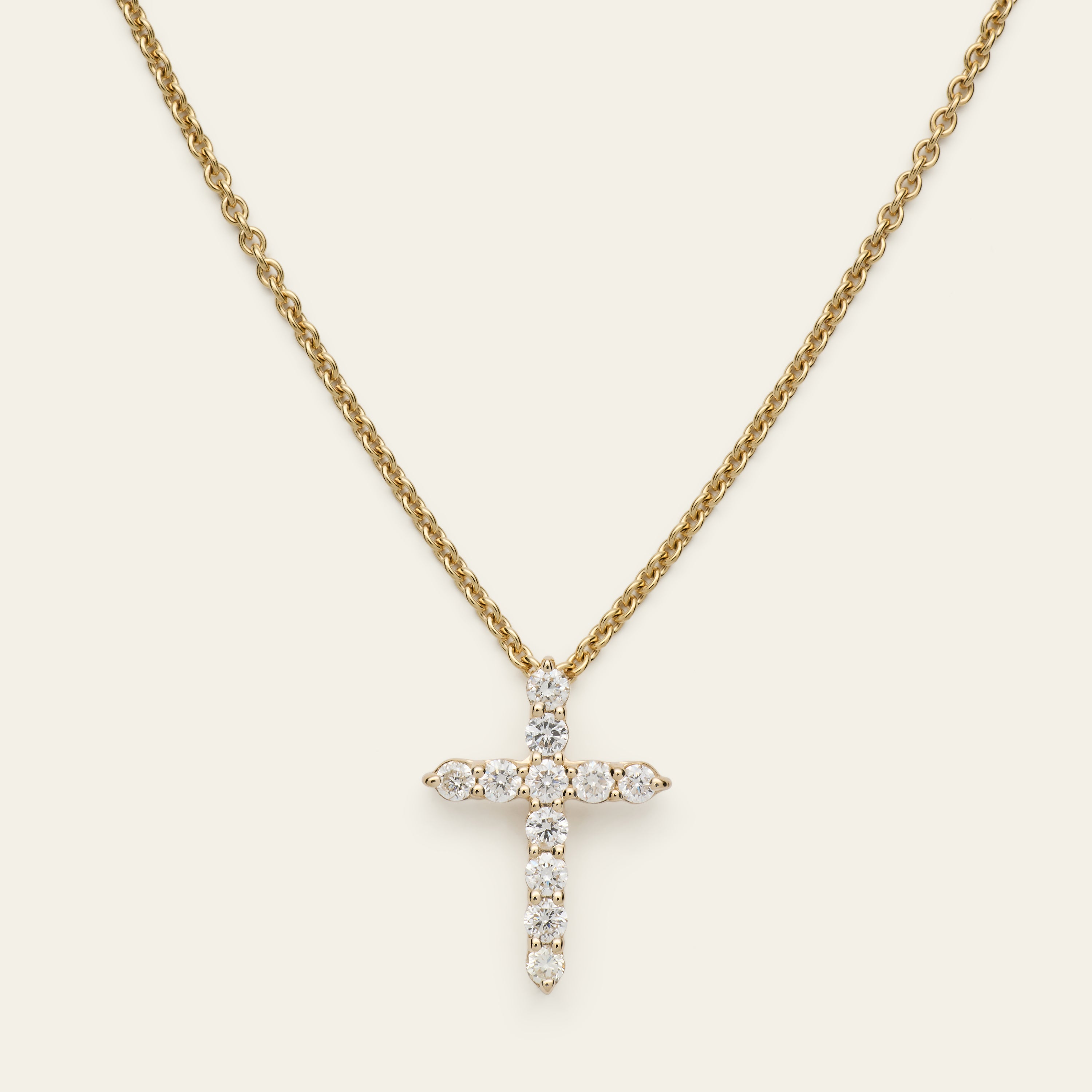 Diamant Kreuzkette aus 14 Karat Gelbgold mit 0.2 carat echten Diamanten