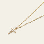 Diamant Kreuzkette aus 14 Karat Gelbgold mit 0.2 carat echten Diamanten