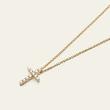 Diamant Kreuzkette aus 14 Karat Gelbgold mit 0.2 carat echten Diamanten