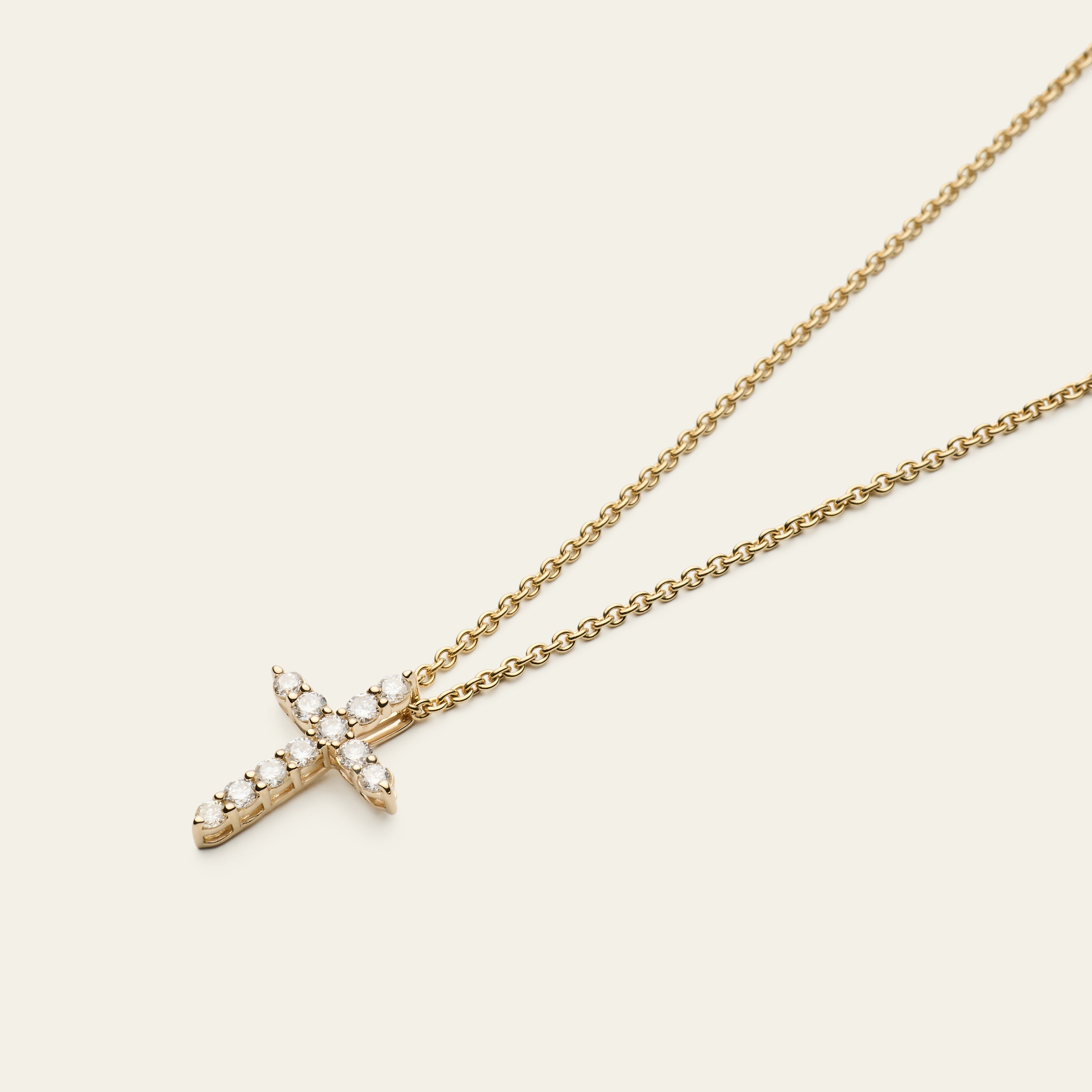Diamant Kreuzkette aus 14 Karat Gelbgold mit 0.2 carat echten Diamanten