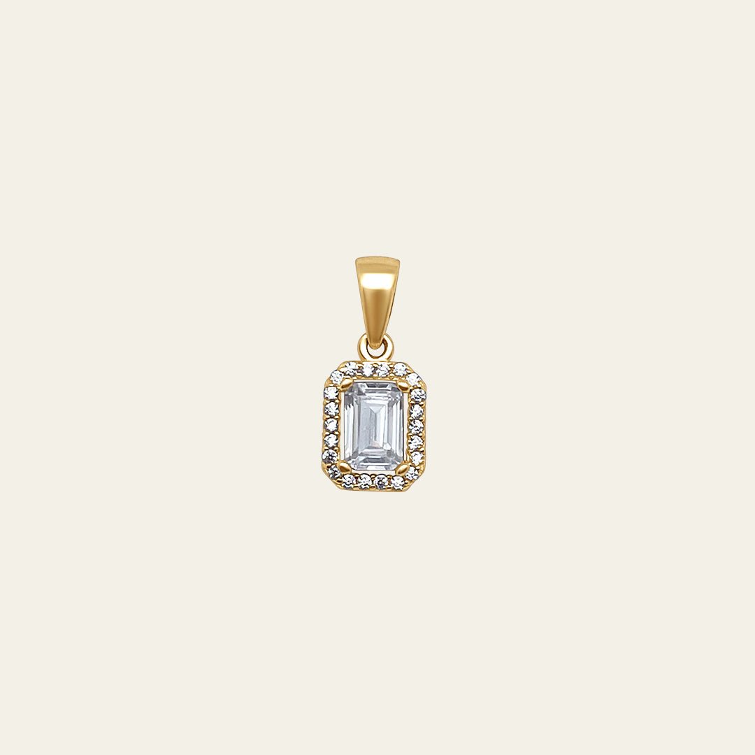 Baguette Zirkonia Stein Anhänger aus 14 Karat Gelbgold