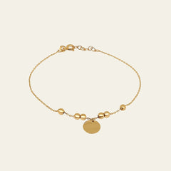 Gold Perlen Armband aus 14 Karat Gelbgold mit Goldplättchen
