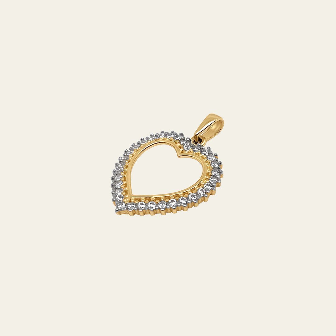 Herz Anhänger mit Zirkonia Steinen aus 14 Karat Gelbgold