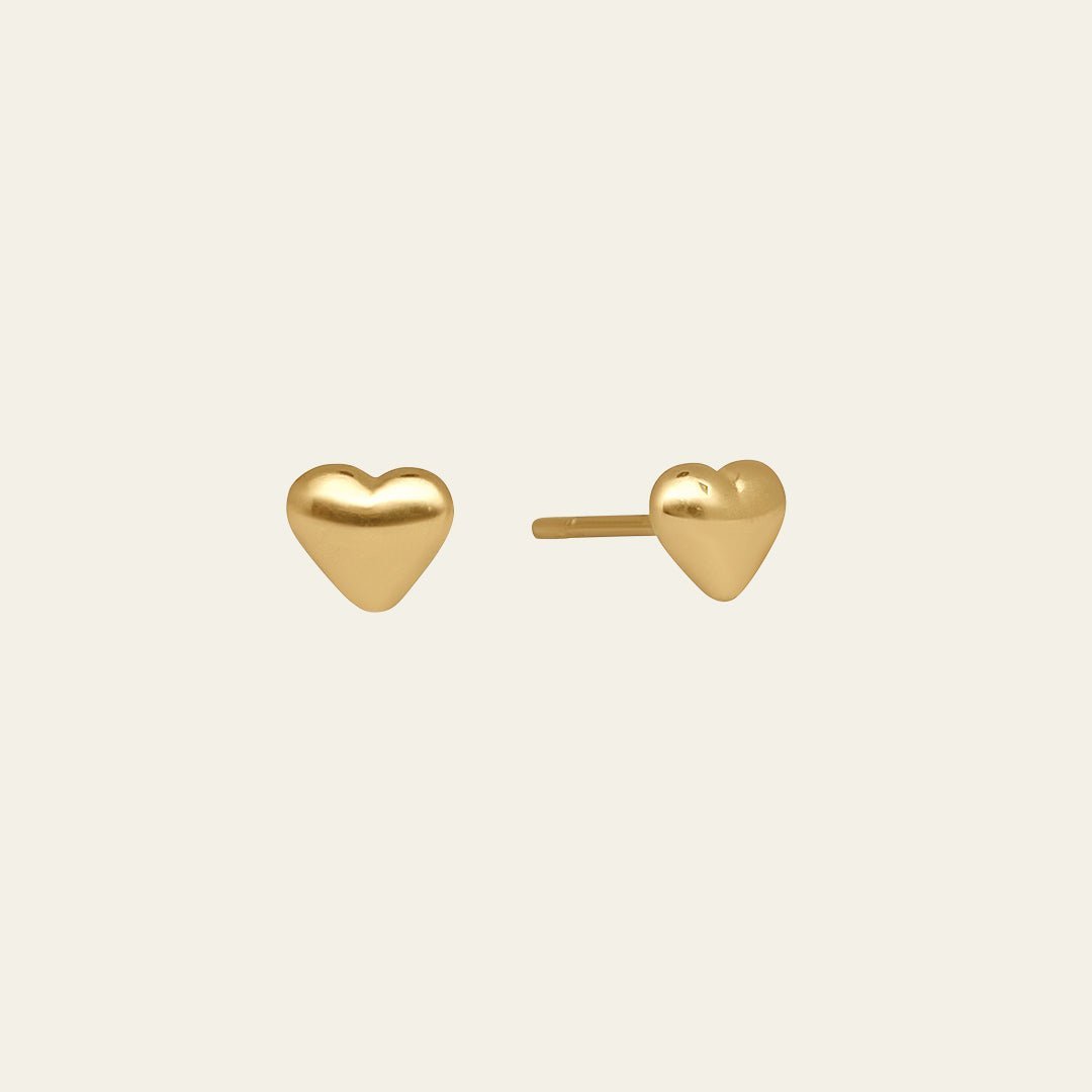 Puffy Herz Ohrstecker aus 14 Karat Gelbgold