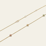 Collier mit bunten Saphiren in blumen Form in 18 Karat 750 Gelbgold