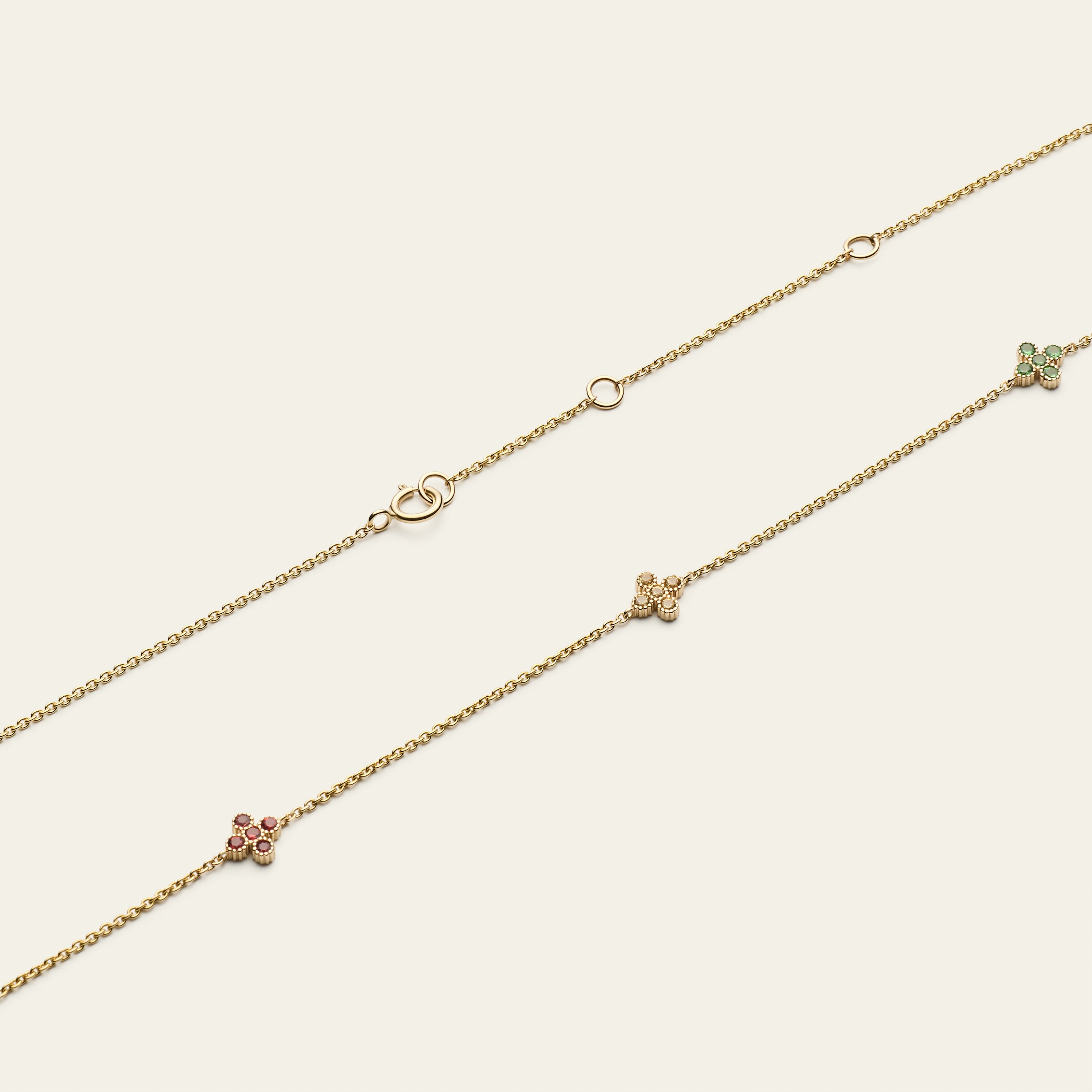 Collier mit bunten Saphiren in blumen Form in 18 Karat 750 Gelbgold