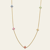 Collier mit bunten Saphiren in blumen Form in 18 Karat 750 Gelbgold