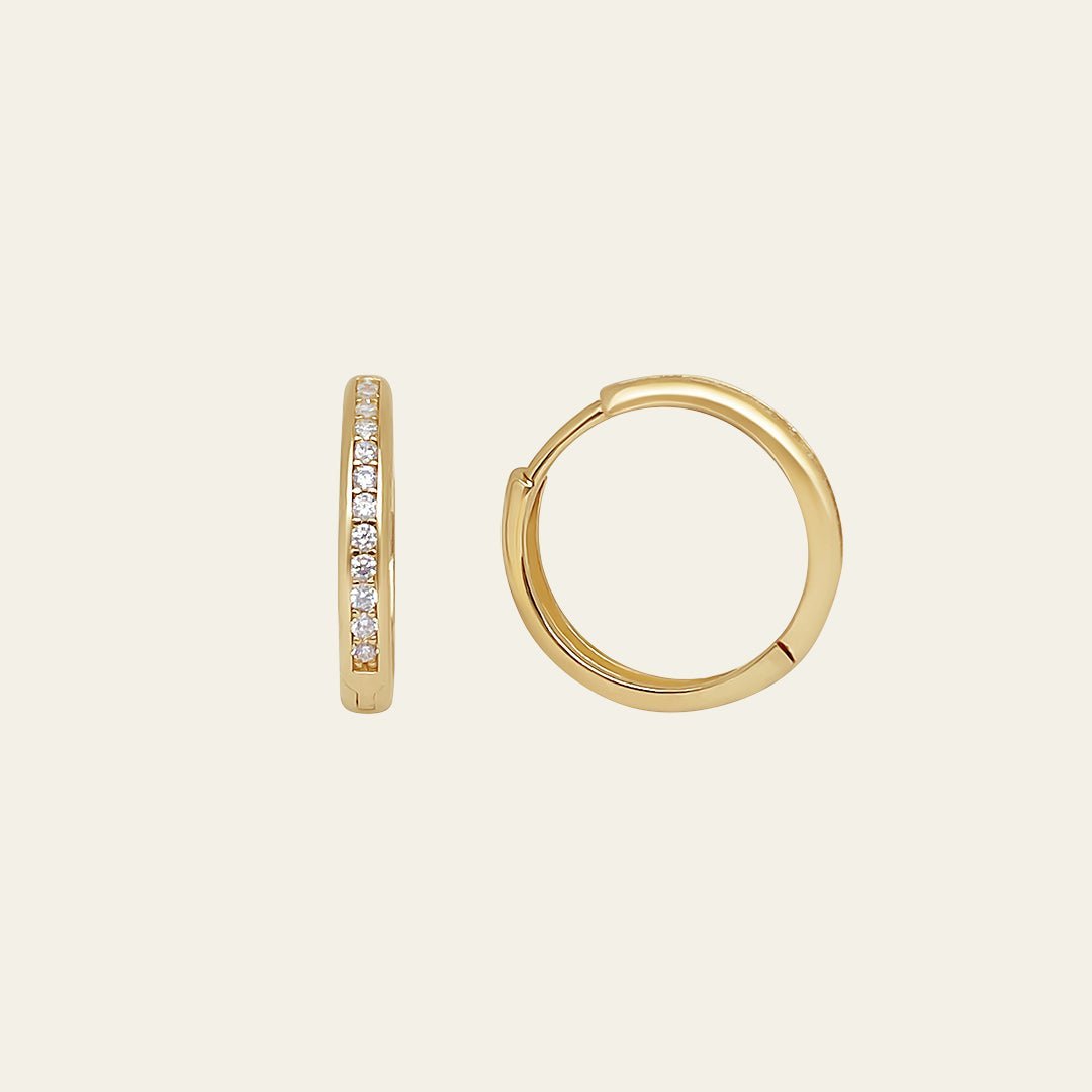 Creolen mit Zirkonia Steinen aus 14 Karat Gelbgold