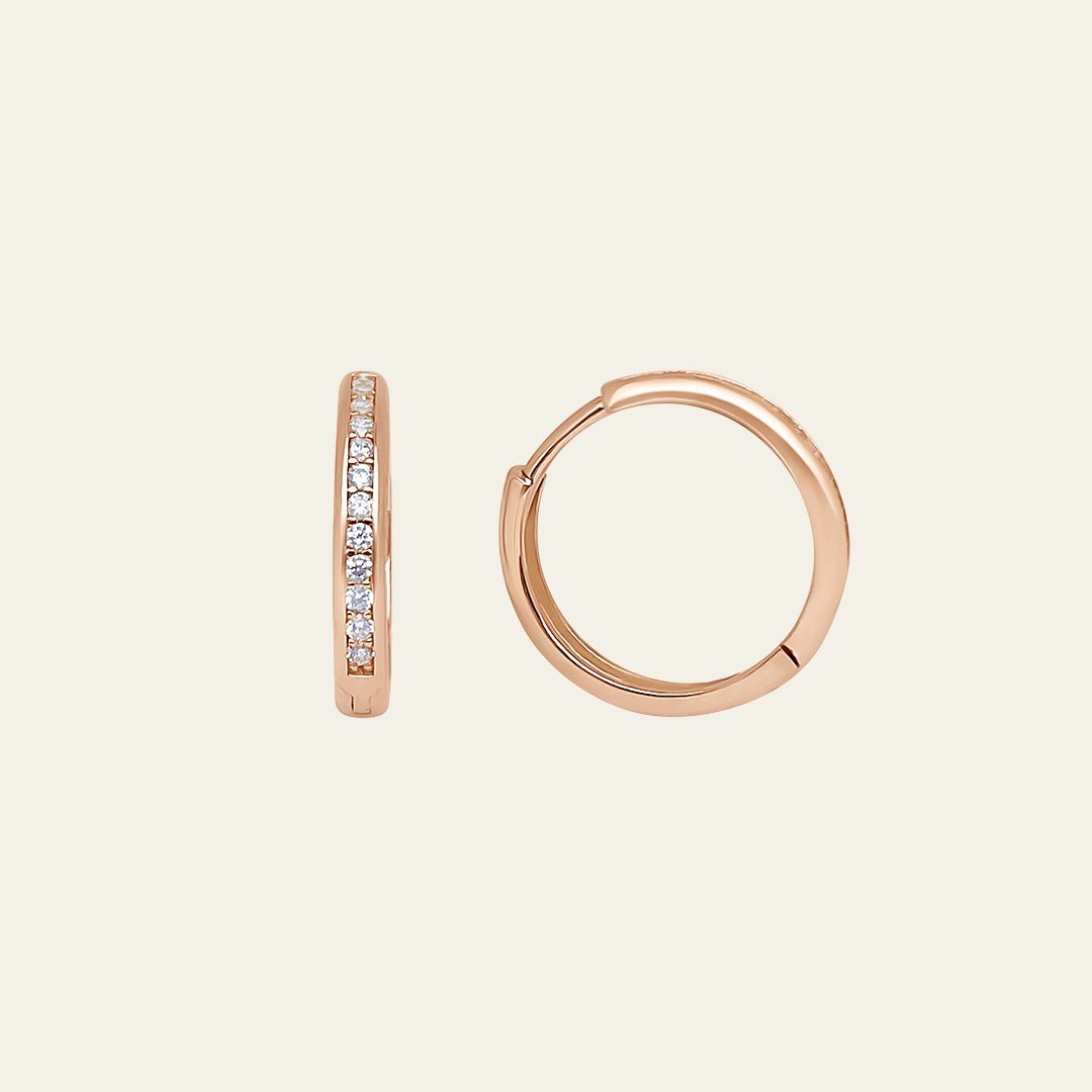 Creolen mit Zirkonia Steinen aus 14 Kart Rosegold