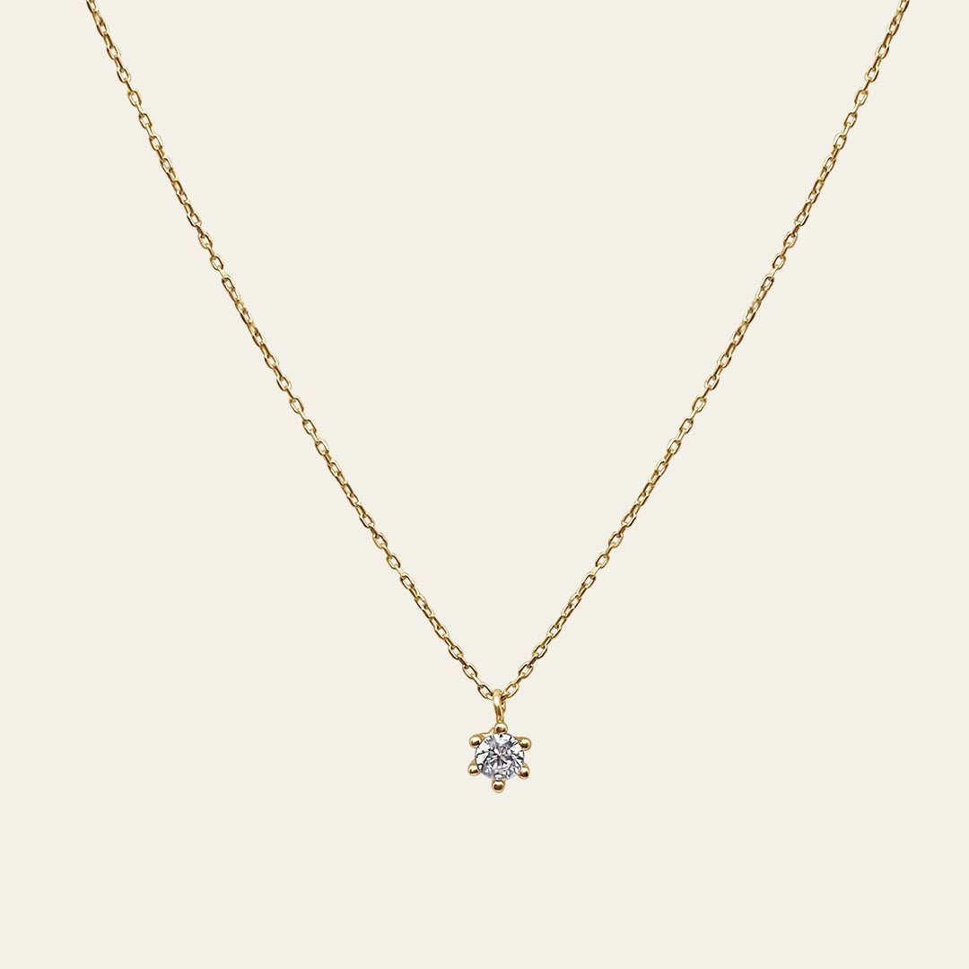 Solitaire Anhänger mit Kette in 14 Karat Gelbgold
