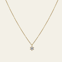 Solitaire Anhänger mit Kette in 14 Karat Gelbgold
