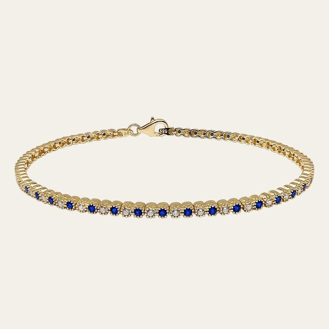 Tennis Armband mit Zirkonia Steinen aus 14 Karat Gelbgold