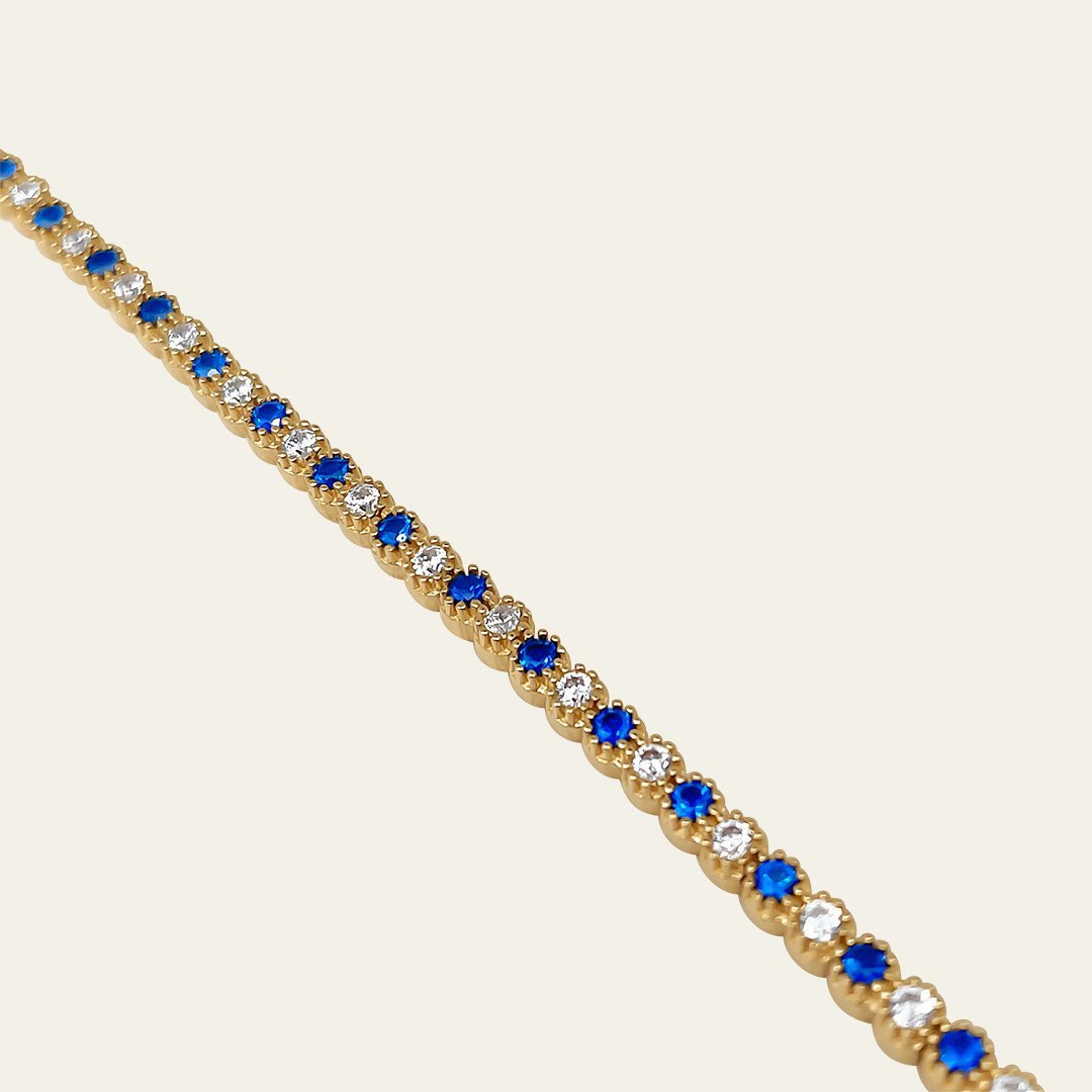 Tennis Armband mit Zirkonia Steinen aus 14 Karat Gelbgold