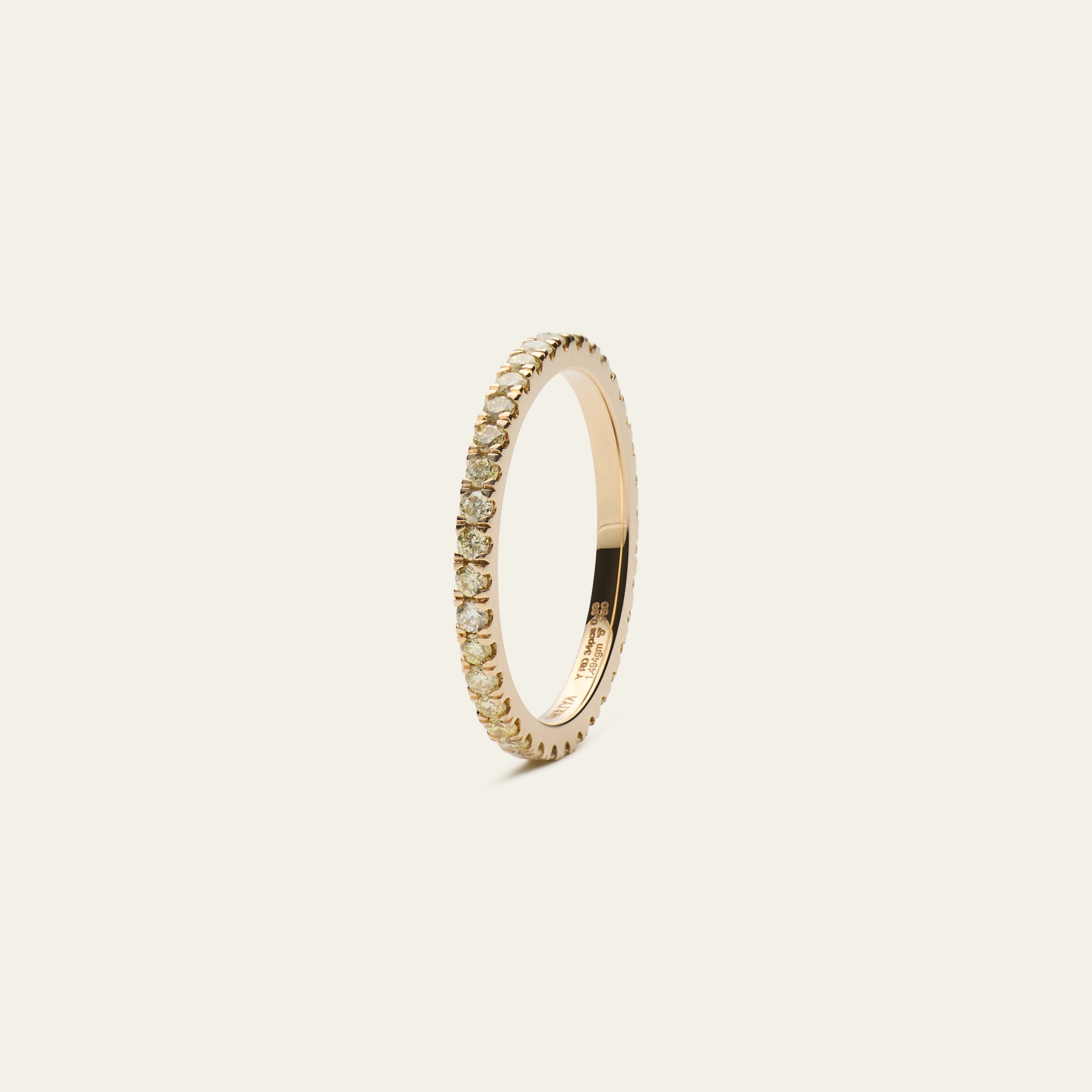 Memoire Ring aus 18 Karat Gelbgold mit gelben und weissen Diamanten