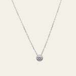Zirconia Stein Anhänger in runder Fassung mit Kette aus 14 Karat (585er) Weißgold 