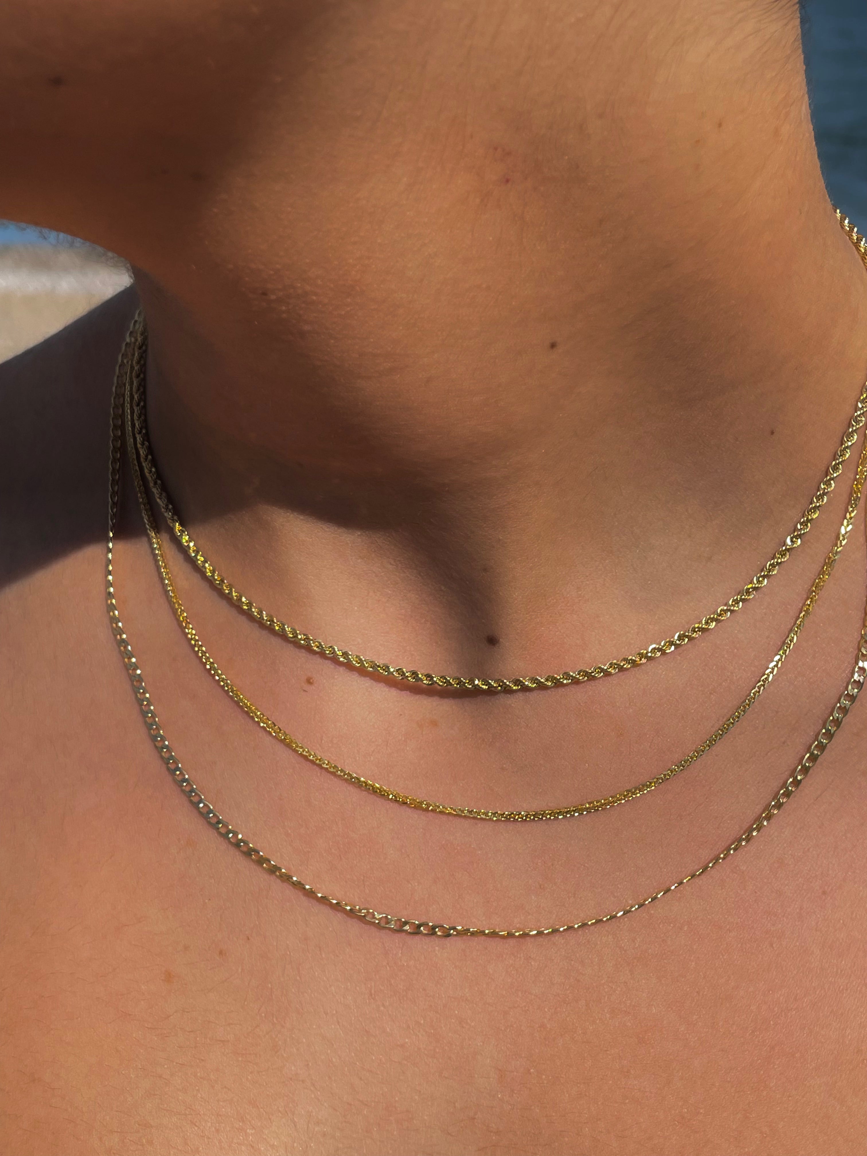Style Tip geflochtene Kette kombiniert mit Fuchsschwanz und Panzerkette aus 14 Karat Gelbgold